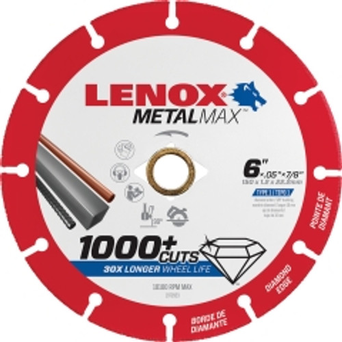 Lenox Tools - 1972923 - METALMAX Diamond Edge Cutoff Wheel, AG 6" x 7/8"