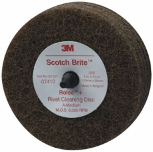3M - 07410 - Scotch-Brite Rivet Cleaning Disc, 4 inch x 1 1/4 inch, Medium