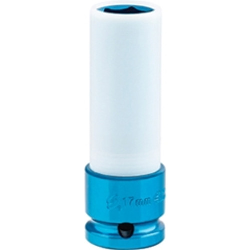 Sunex Tools - 284917 - 1/2" Drive, Extra Thin Wall Deep Wheel Protector Impact Socket, 17mm, Blue