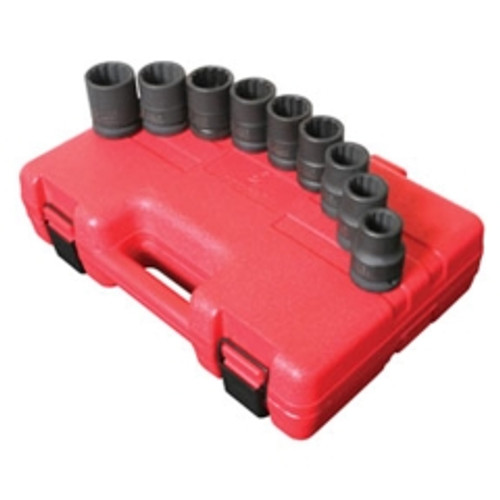 Sunex Tools - 4687 - 3/4" Dr SAE 12Pt Thin Wall Impact Socket Set, 9Pc
