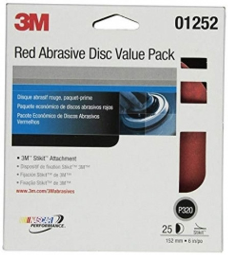 3M - 01252 - Red Abrasive Stikit Disc Value Pack, 01252, 6 inch, P320