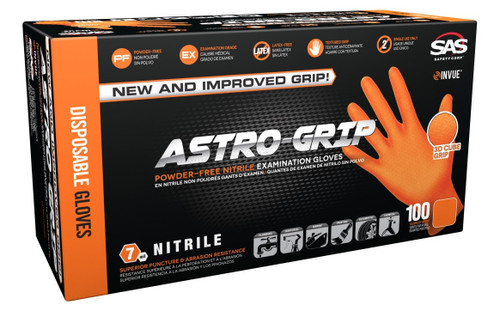 SAS Safety - 66475 - Astro-Grip Powder-Free Nitrile Exam Grade Disposable Gloves - 7 Mil - 2XL - 100/Pack