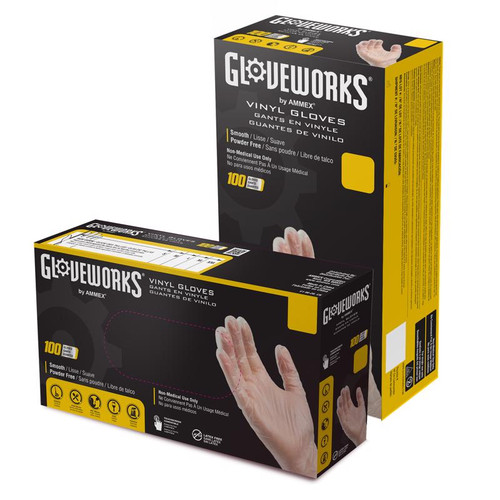 AMMEX - IVPF48100 - Gloveworks Vinyl Disposable Gloves X-Large Clear Powder Free - 100/Pack