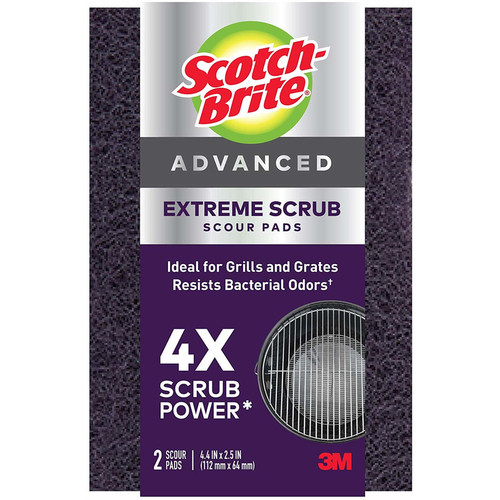 3M - 77222-R - Scotch-Brite Extreme Scrub Heavy Duty Scouring Pad For Grill 4.4 in. L - 2/Pack