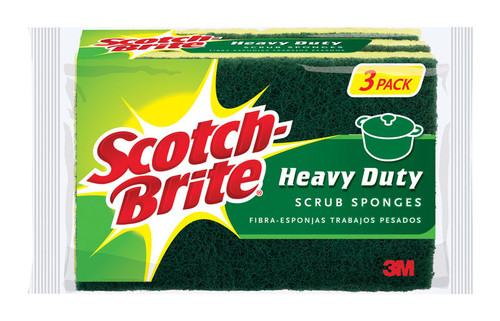 3M - HD-3 - Scotch-Brite Heavy Duty Sponge For Pots and Pans 4.5 in. L - 3/Pack