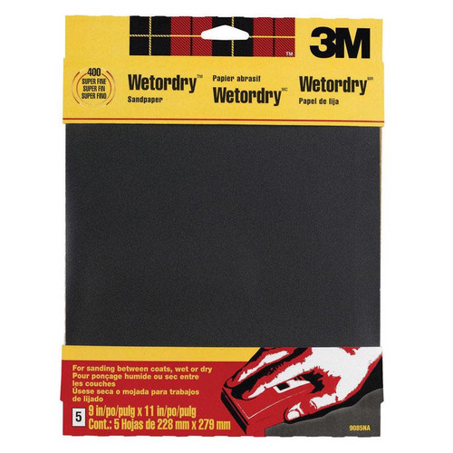 3M - 9085NA - 11 in. L x 9 in. W 400 Grit Silicon Carbide Sandpaper - 5/Pack