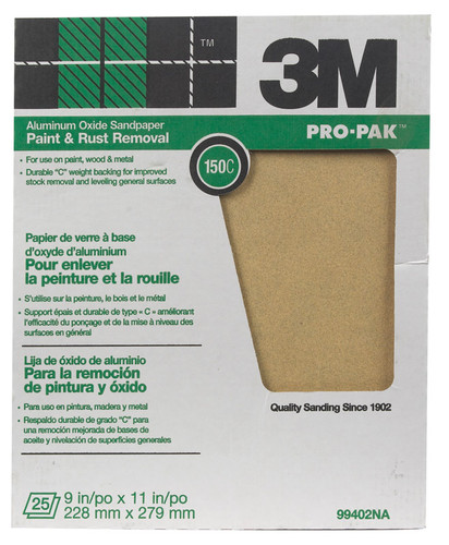 3M - 99402NA - Pro-Pak 11 in. L x 9 in. W 150 Grit Aluminum Oxide Sandpaper - 25/Pack