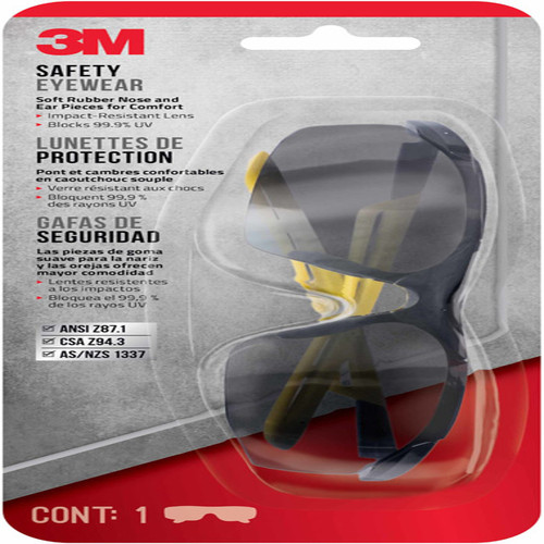3M - 90210-HV6-NA - Anti-Fog Classic/Sleek Safety Glasses Gray Lens Black/Yellow Frame 1/pc.