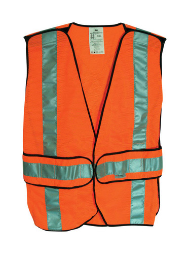 3M - 94625-80030-PS - Scotchlite Reflective Polyester Mesh Safety Vest with Reflective Stripe Orange One Size Fits Most