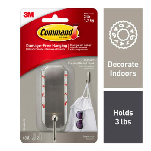 3M - 17034BN-ES - Command Medium Metal Hook - 1/Pack