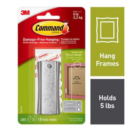 3M - 17047-3ES - Command Plastic Coated White Hanger Picture Hanger 5 lb. Metal - 3/Pack