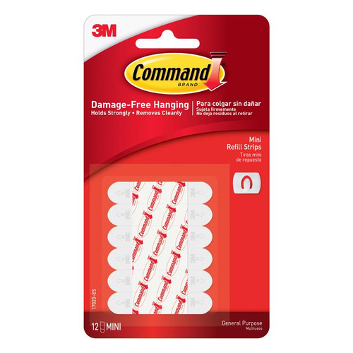 3M - 17020-ES - Command Mini Foam Adhesive Strips .5 in. L - 12/Pack