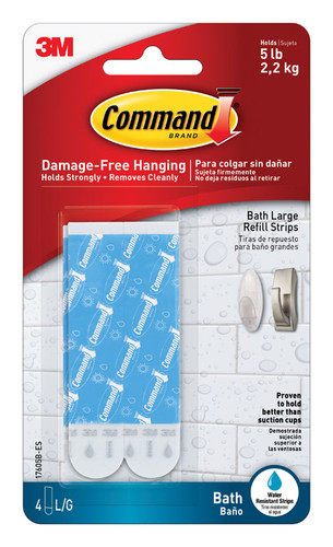 3M - 17605B-ES - Command Large Foam Adhesive Strips 1-3/4 in. L - 4/Pack