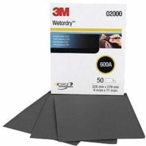 3M - 02000 - Wetordry Tri-M-ite Sheet, 02000, 9 in x 11 in, 600A
