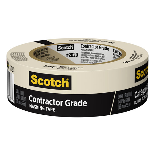 3M - 2020-36AP - Scotch Contractor Grade 1.41 in. W x 60.1 yd. L Beige Medium Strength Masking Tape - 1/Pack