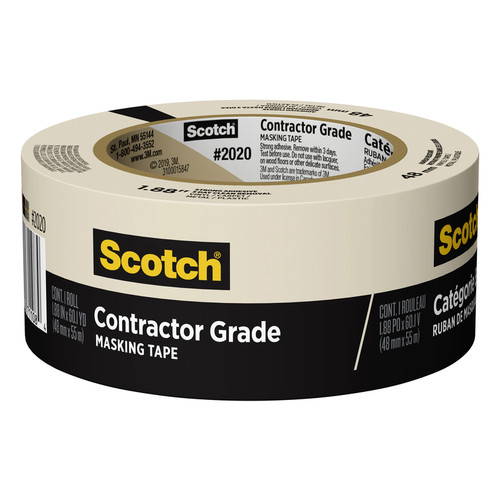 3M - 2020-48AP - Scotch Contractor Grade 1.88 in. W x 60.1 yd. L Beige Medium Strength Masking Tape - 1/Pack