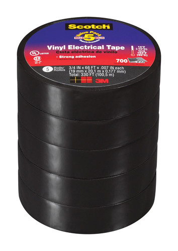 3M - 24413-BA-6 - Scotch 3/4 in. W x 66 ft. L Black Vinyl Electrical Tape