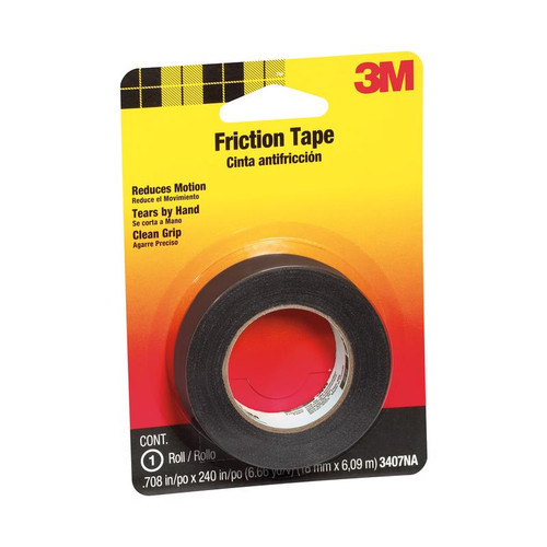 3M - 3407NA-BA-6 - 0.708 in. W x 240 in. L Black Cotton Cloth Friction Tape