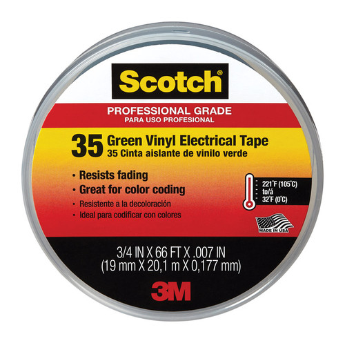3M - 10851-DL-10 - Scotch 3/4 in. W x 66 ft. L Green Vinyl Electrical Tape