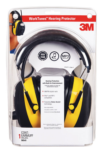 3M - 90541H1-DC-PS - WorkTunes 24 dB Plastic Professional Hearing Protectors Black/Yellow - 1/Pack