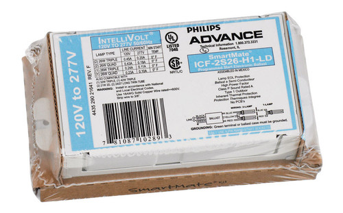 Advance Transformer - ICF2S26H1LDK - Philips Advance 26 watt 120 volt 2 lights CFL Ballast