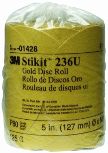 3M - 01428 - Stikit Gold Disc Roll, 5 inch, P80A