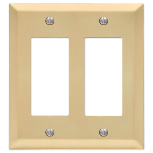 Amerelle - 163RRSB - Century Satin Brass Beige 2 gang Stamped Steel Rocker Wall Plate - 1/Pack