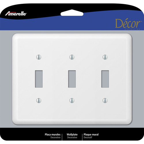 Amerelle - 935TTTW - Devon White 3 gang Stamped Steel Toggle Wall Plate - 1/Pack