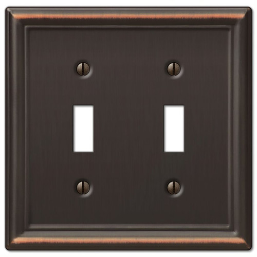 Amerelle - 149TTDB - Chelsea Aged Bronze Bronze 2 gang Stamped Steel Toggle Wall Plate - 1/Pack