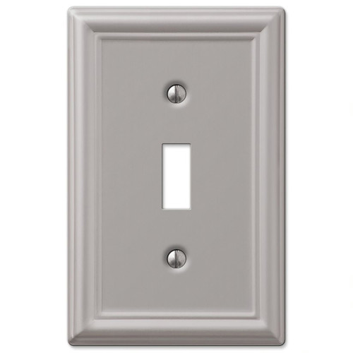 Amerelle - 149TBN - Chelsea Brushed Nickel Gray 1 gang Stamped Steel Toggle Wall Plate - 1/Pack