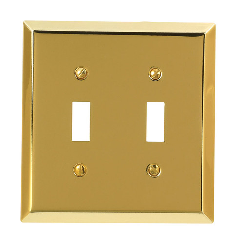 Amerelle - 163TTBR - Century Polished Brass Brass 2 gang Stamped Steel Toggle Wall Plate - 1/Pack