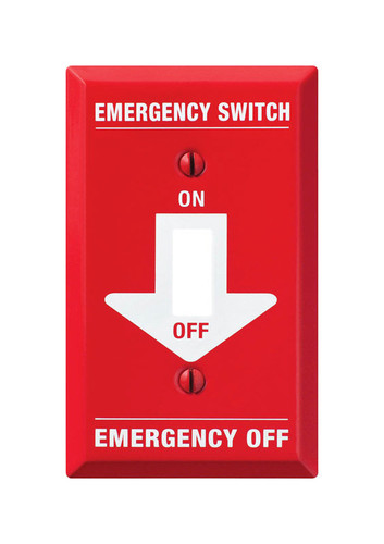 Amerelle - C972T - Pro Red 1 gang Stamped Steel Toggle Emergency Switch Wall Plate - 1/Pack