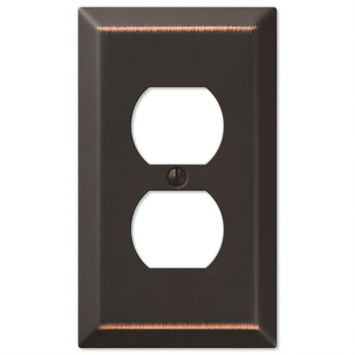 Amerelle - 163DDB - Century Aged Bronze Bronze 1 gang Stamped Steel Duplex Outlet Wall Plate - 1/Pack