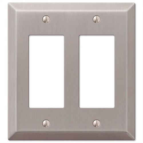 Amerelle - 163RRBN - Century Brushed Nickel Gray 2 gang Stamped Steel Rocker Wall Plate - 1/Pack