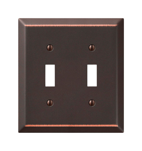 Amerelle - 163TTDB - Century Antique Bronze Bronze 2 gang Stamped Steel Toggle Wall Plate - 1/Pack