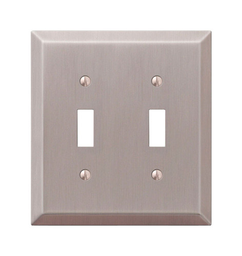 Amerelle - 163TTBN - Century Brushed Nickel Gray 2 gang Stamped Steel Toggle Wall Plate - 1/Pack