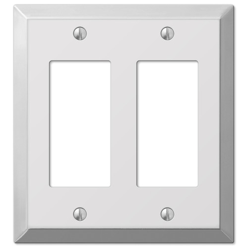 Amerelle - 161RR - Century Polished Chrome Light Gray 2 gang Stamped Steel Rocker Wall Plate - 1/Pack