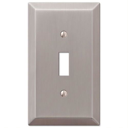 Amerelle - 163TBN - Century Brushed Nickel Gray 1 gang Stamped Steel Toggle Wall Plate - 1/Pack