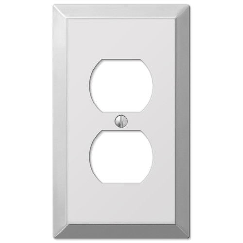 Amerelle - 161D - Century Polished Chrome Light Gray 1 gang Stamped Steel Duplex Outlet Wall Plate - 1/Pack