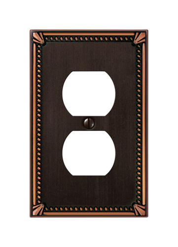 Amerelle - 74DDB - Imperial Beaded Aged Bronze Bronze 1 gang Die-Cast Metal Duplex Outlet Wall Plate - 1/Pack