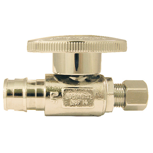 Apollo - EPXVS1214C - Pex A 1/2 in. Barb x 1/4 in. Compression Brass Straight Stop Valve