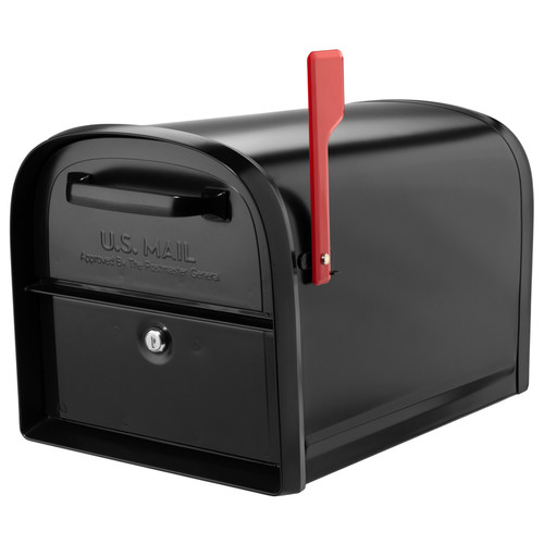 Architectural Mailboxes - 6300B-10 - Oasis Modern Galvanized Steel Post Mount Black Mailbox