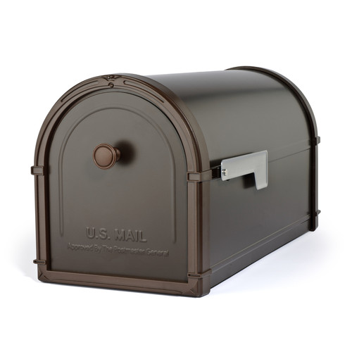 Architectural Mailboxes - 5591RZ-10 - Bellevue Modern Galvanized Steel Post Mount Rubbed Bronze Mailbox