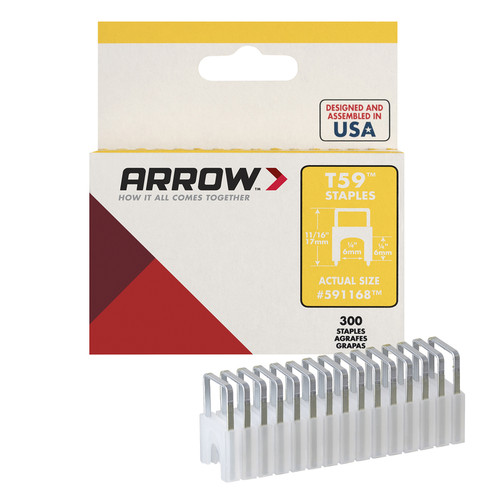 Arrow Fastener - 591168 - T59 1/2 in. W x 1/4 in. L 18 Ga. Wide Crown Insulated Staples - 300/Pack