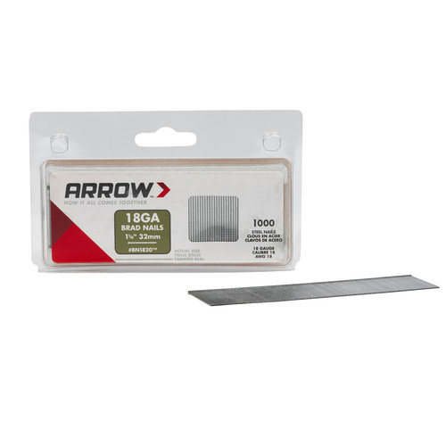 Arrow Fastener - BN1820CS - BN1820 18 Ga. x 1-1/4 in. L Galvanized Steel Brad Nails - 1000/Pack 0.65 lb.