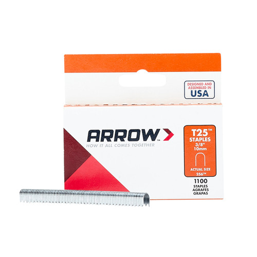 Arrow Fastener - 256 - T25 1/4 in. W x 3/8 in. L Round Crown Wire Staples 1100/Pack