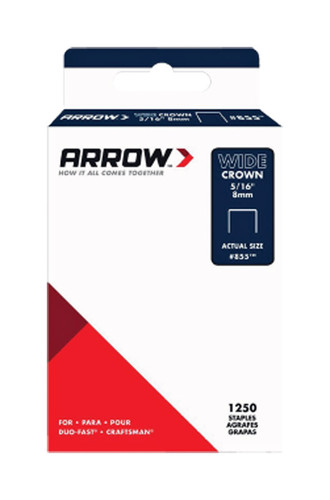 Arrow Fastener - 855SP - #855 1/2 in. W x 5/16 in. L 18 Ga. Wide Crown Standard Staples 1250/Pack