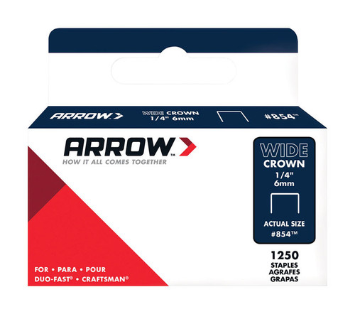 Arrow Fastener - 854SP - #854 1/2 in. W x 1/4 in. L 18 Ga. Wide Crown Staples 1250/Pack