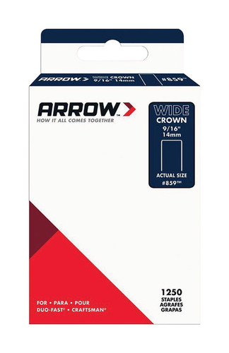 Arrow Fastener - 859SP - #859 1/2 in. W x 9/16 in. L 18 Ga. Wide Crown Standard Staples 1250/Pack