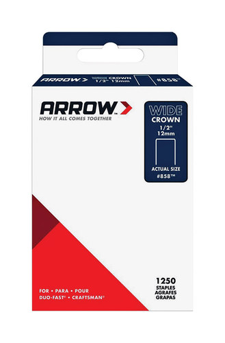 Arrow Fastener - 858SP - #858 1/2 in. W x 1/2 in. L 18 Ga. Wide Crown Standard Staples 1250/Pack